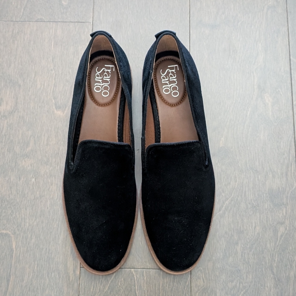 Franco Sarto Black Suede Loafers NIB